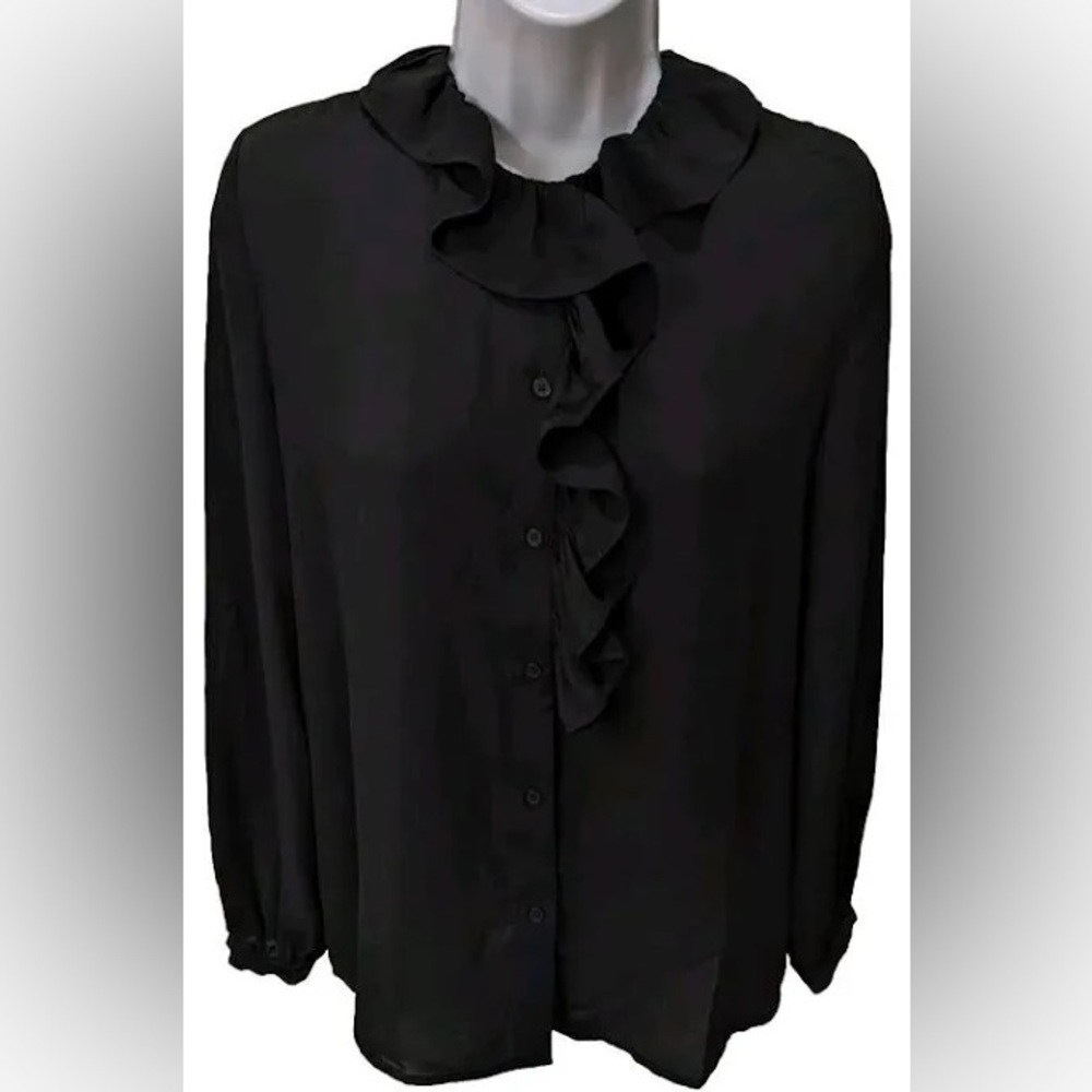 Nili Lotan NWOT Black Ruffle Blouse - 2X